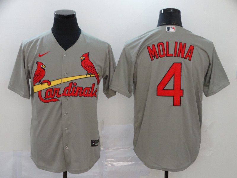 Men St.Louis Cardinals #4 Molina Grey Nike Game MLB Jerseys